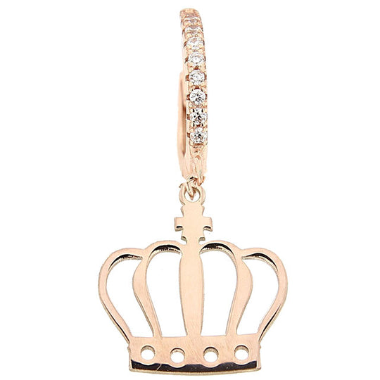 Monorecchino in argento rosé con corona