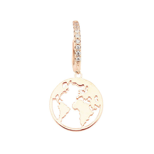 Monorecchino in argento rosé con mondo