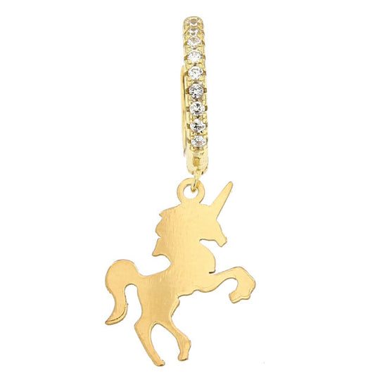 Monorecchino in argento dorato con unicorno