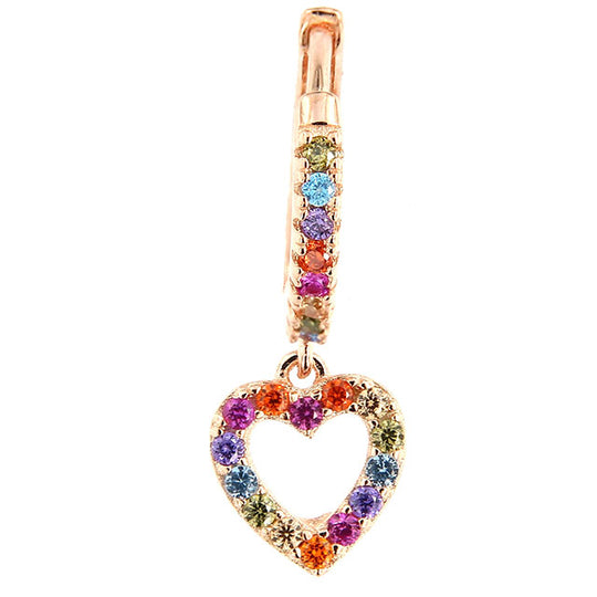 Monorecchino in argento rosé con cuore zirconi
