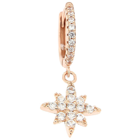 Monorecchino in argento rosé con rasa dei venti zirconi