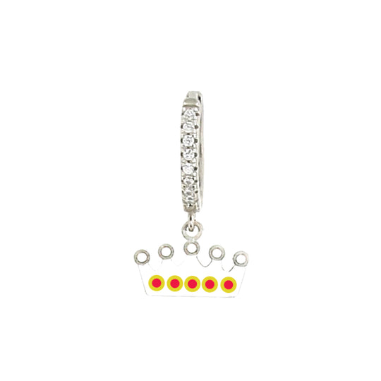 Mono orecchino con pietre in argento e smalto corona