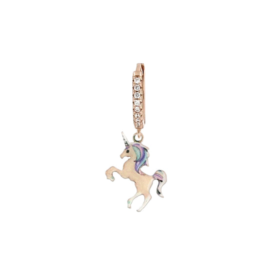 Mono orecchino con pietre in argento e smalto unicorno