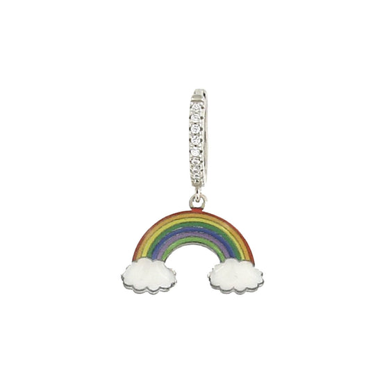 Mono orecchino con pietre  in argento e smalto arcobaleno