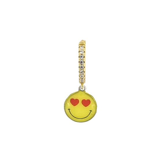 Mono orecchino in argento e smalto smile cuori