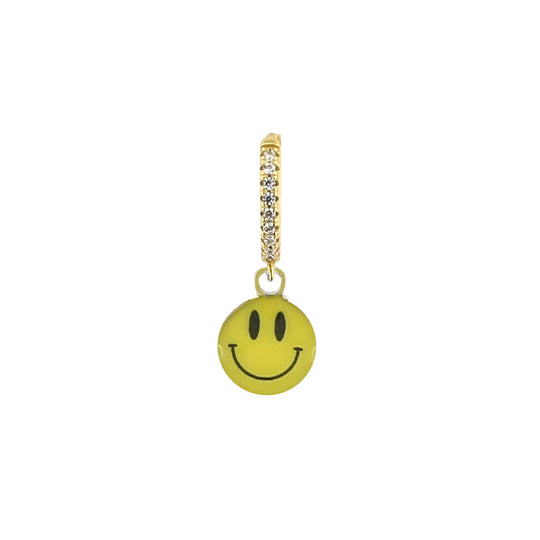 Mono orecchino in argento con pietre e smalto smile