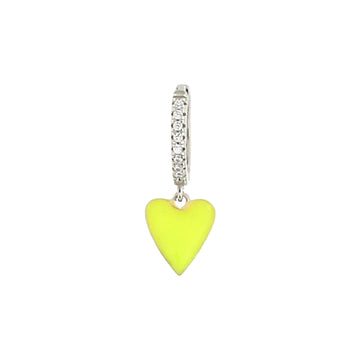 Mono orecchino con pietre in argento doppio smalto cuore giallo fluo