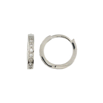 Monorecchino in argento bianco con cerchio zirconi bianchi