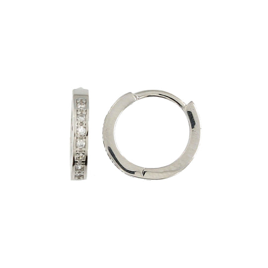 Monorecchino in argento bianco con cerchio zirconi bianchi