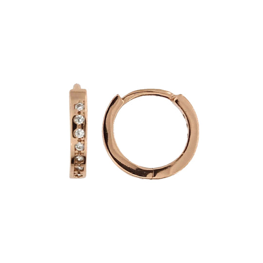 Monorecchino in argento rosé con cerchio zirconi bianchi