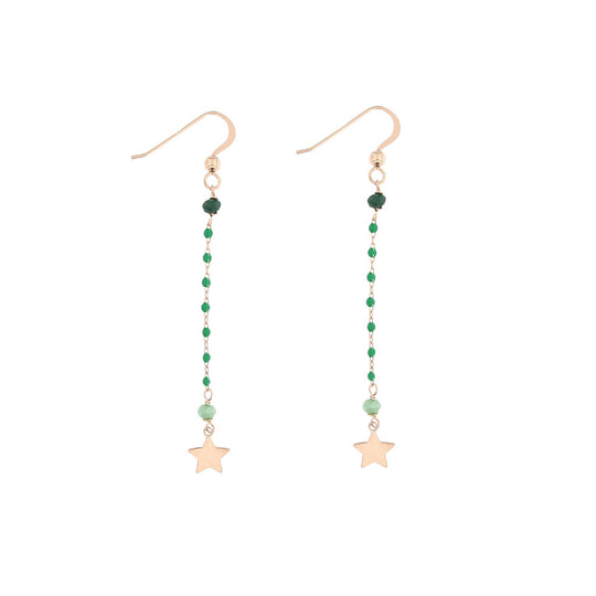 Orecchino coppia in argento rosato 1 filo con stella e pietre