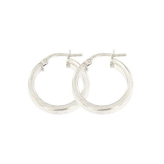 Orecchini in argento bianco cerchio 1,5 cm tubo rettangolare
