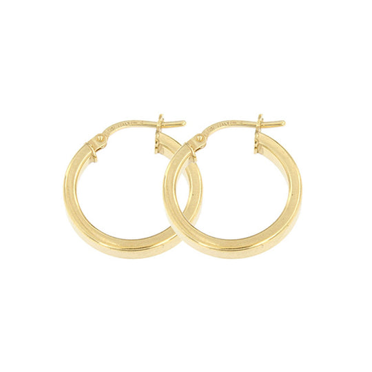 Orecchini in argento dorato cerchio 1,5 cm tubo rettangolare