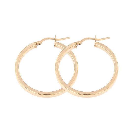 Orecchini in argento rosé cerchio 2,5 cm tubo rettangolare