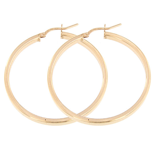 Orecchini in argento rosé cerchio 3,5 cm tubo rettangolare