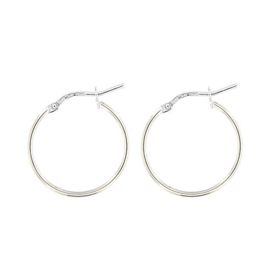 Orecchini in argento bianco cerchio 2 cm tubo rotondo
