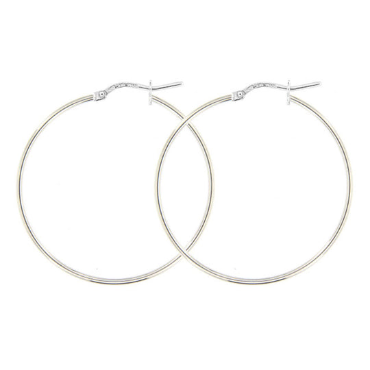 Orecchini in argento bianco cerchio 4 cm tubo rotondo