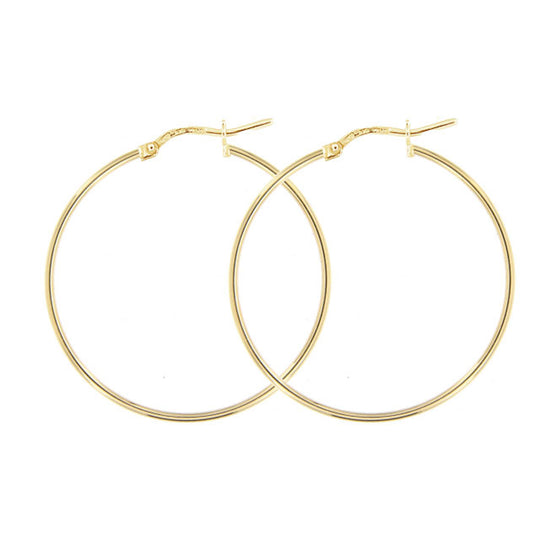 Orecchini in argento dorato cerchio 4 cm tubo rotondo