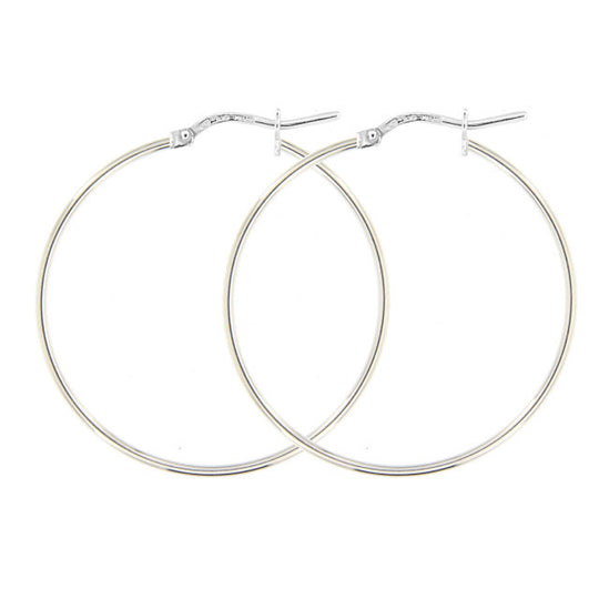 Orecchini in argento bianco cerchio 5 cm tubo rotondo