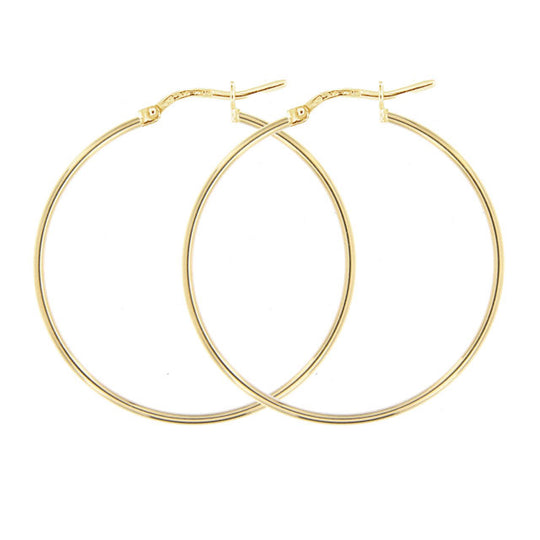 Orecchini in argento dorato cerchio 5 cm tubo rotondo