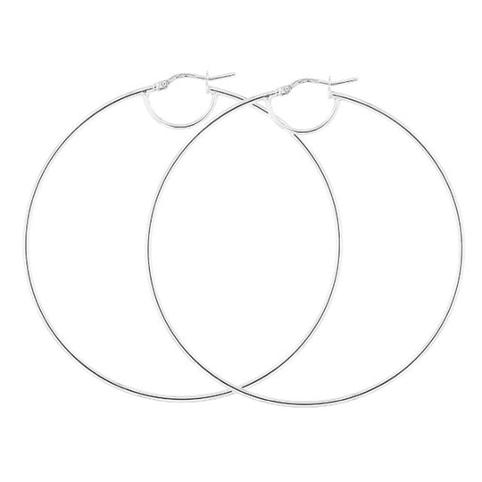 Orecchini in argento bianco cerchio 6 cm tubo rotondo