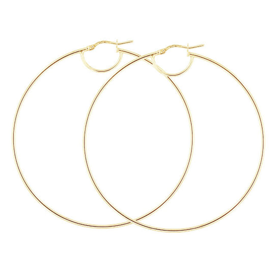 Orecchini in argento dorato cerchio 6 cm tubo rotondo