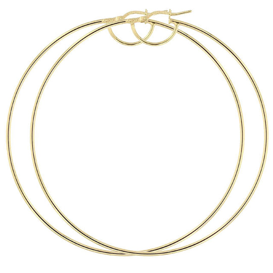 Orecchini in argento dorato cerchio 7 cm tubo rotondo