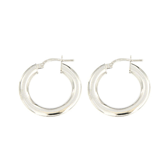 Orecchini in argento bianco cerchio 1,5 cm tubo ovale