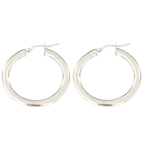 Orecchini in argento bianco cerchio 2,5 cm tubo ovale