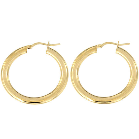 Orecchini in argento dorato cerchio 2,5 cm tubo ovale