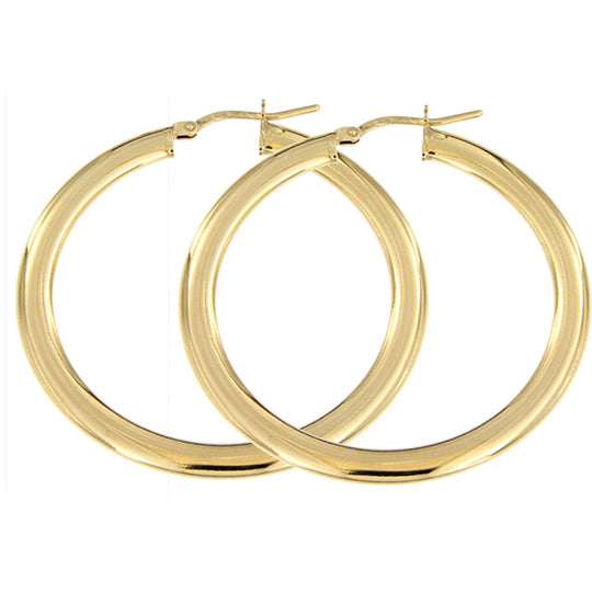 Orecchini in argento dorato cerchio 3,2 cm tubo ovale