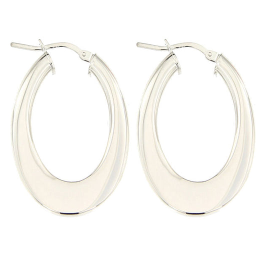 Orecchini in argento bianco h 3,2 cm tubo ovale leggero
