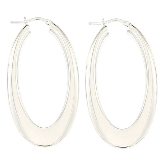 Orecchini in argento bianco h 6 cm tubo ovale leggero
