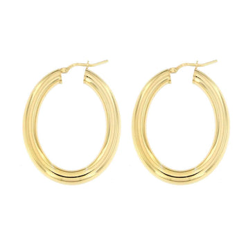 Orecchini in argento dorato cerchio H 4 cm tubo ovale leggero