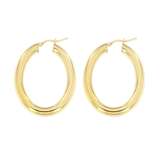 Orecchini in argento dorato cerchio H 4 cm tubo ovale leggero