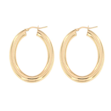 Orecchini in argento rosé cerchio H 4 cm tubo ovale leggero