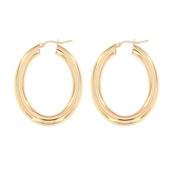 Orecchini in argento rosé cerchio H 4 cm tubo ovale leggero