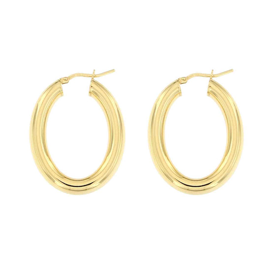 Orecchini in argento dorato cerchio H 3 cm tubo ovale leggero