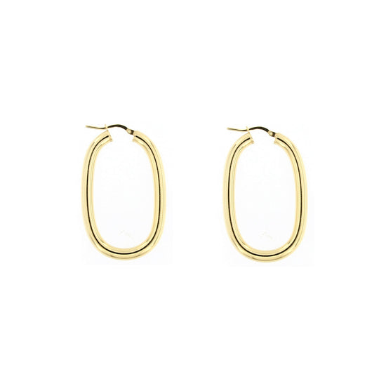 Orecchini in argento dorato cerchio ovale canna tonda Ø4mm-cm 5x2