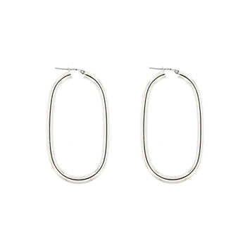 Orecchini in argento bianco cerchio ovale canna tonda Ø4mm-cm 5x3