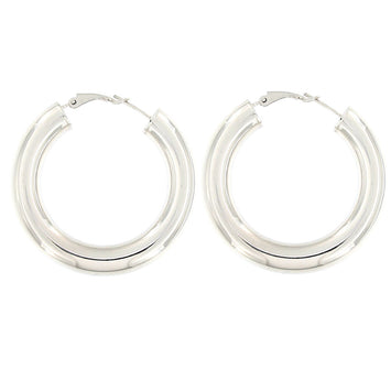 Orecchini in argento bianco cerchio  canna tonda Ø8mm-cm 5