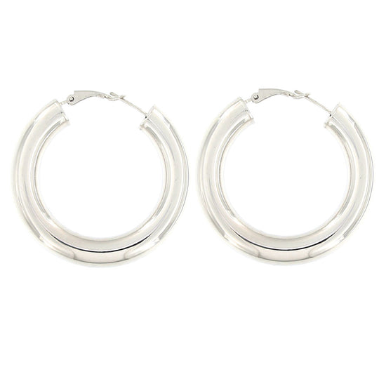 Orecchini in argento bianco cerchio  canna tonda Ø8mm-cm 5