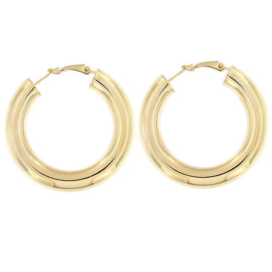 Orecchini in argento dorato cerchio  canna tonda Ø8mm-cm 5