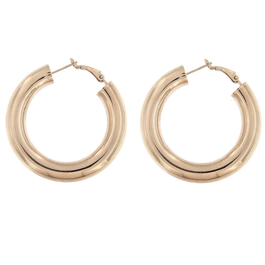 Orecchini in argento rosato cerchio  canna tonda Ø8mm-cm 5