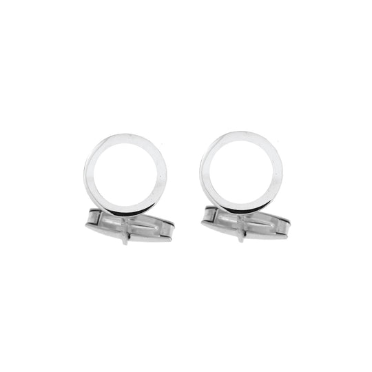 Gemelli in argento  massiccio 925 rotondo con smalto bianco diametro 13 mm