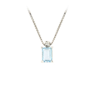 Collana in argento 925 con topazio azzurro e diamante Cultured Diamond