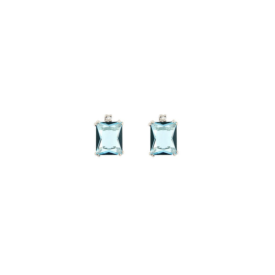 Orecchini in argento 925 con topazio azzurro e diamante Cultured Diamond