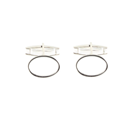 Gemelli in argento  massiccio 925 ovale con smalto bianco mm 15x10